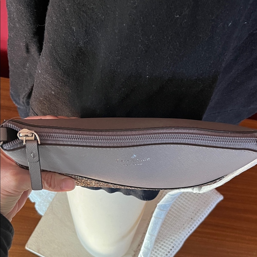 New Kate Spade Gray and Gold Crossbody Bag - Picture 7 of 16